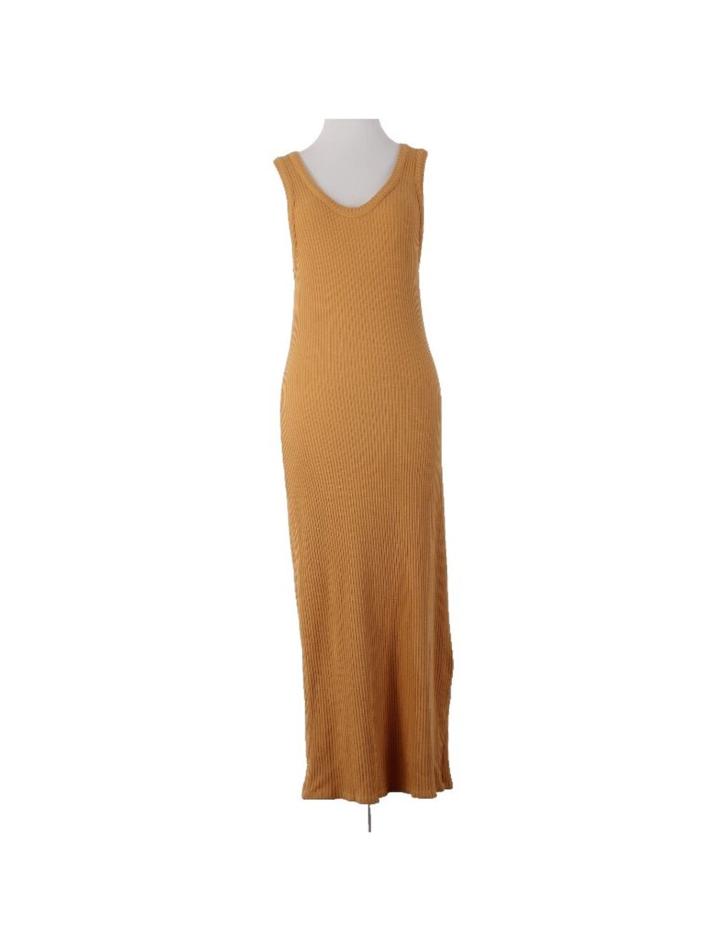 Stateside Dress Sz M Orange Ribbed Long Round Neck Cotton Spandex Dress